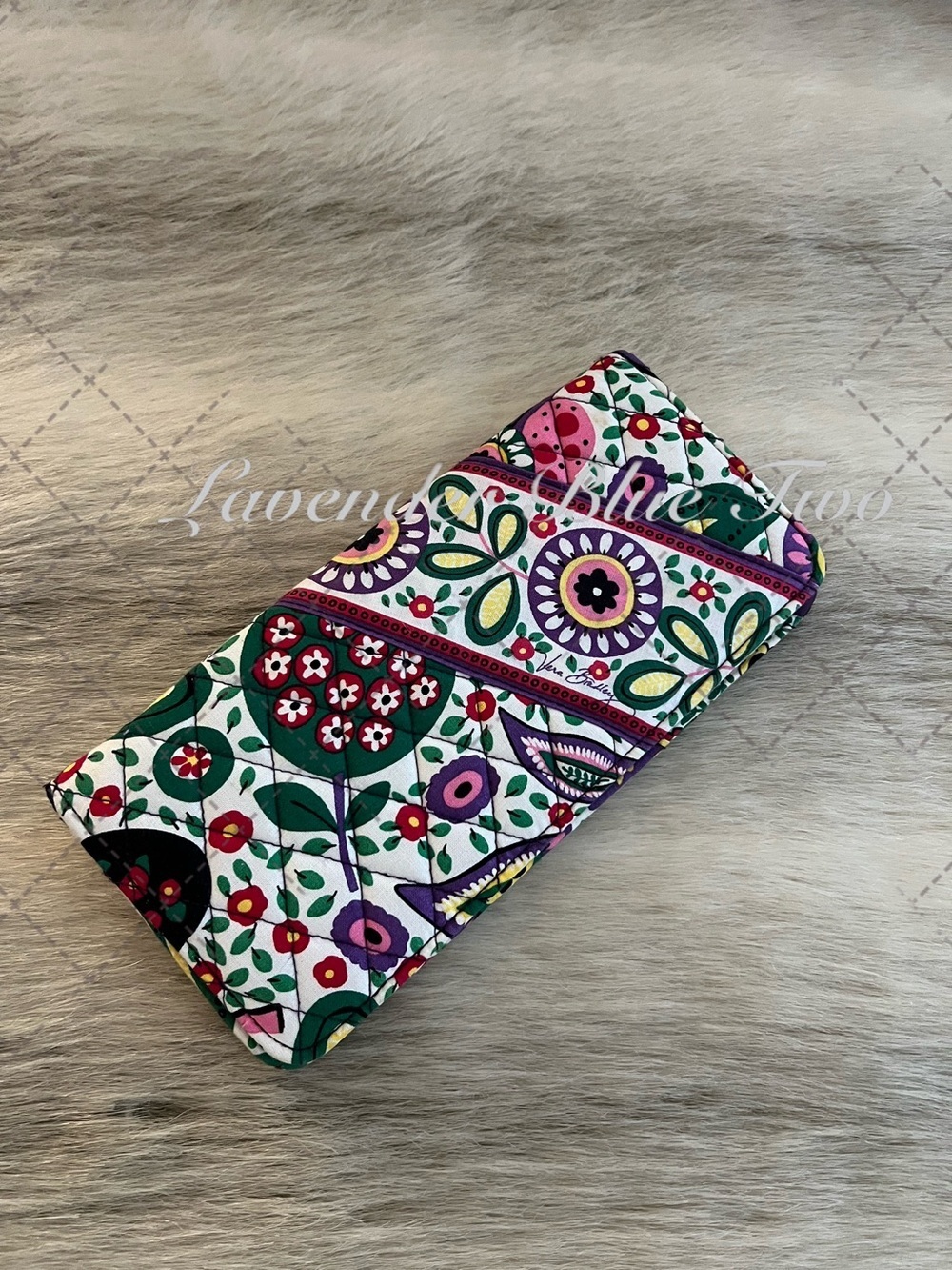 Vera Bradley Viva La Vera 2011 Travel Wallet Green Purple Pink Floral Y2K Quilt